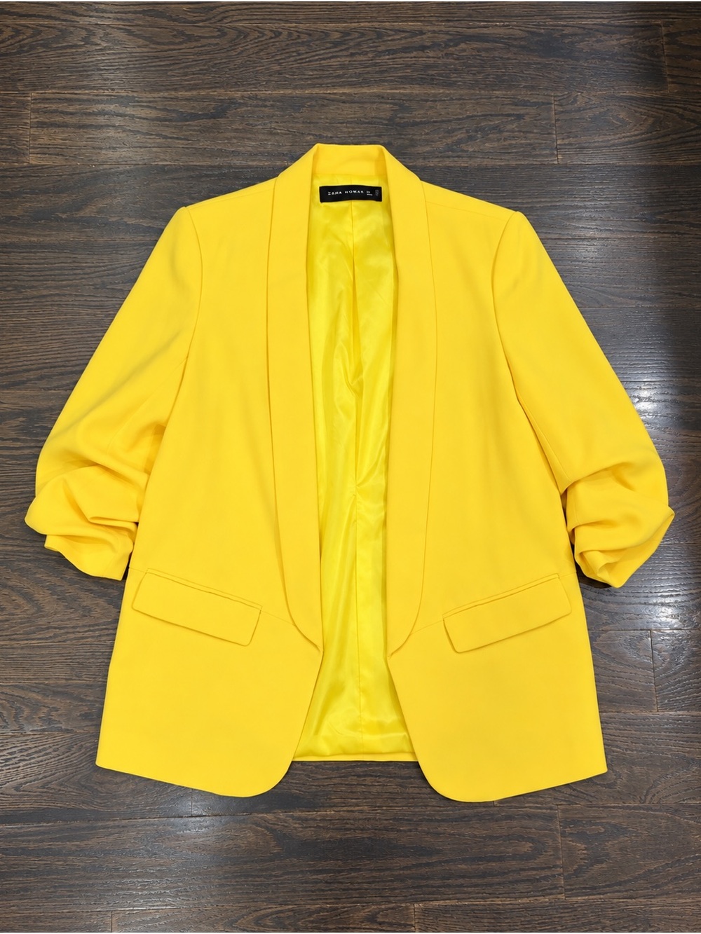 Zara Women's Yellow Open-Front Blazer Jacket
